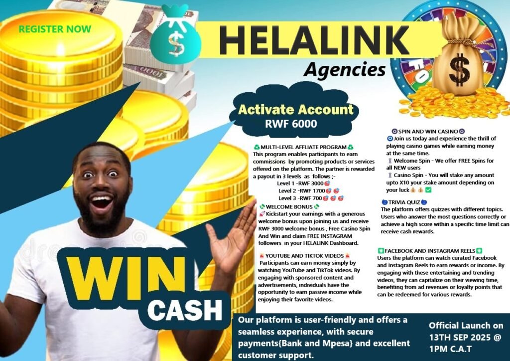 HelaLink Agencies – this is an innovative online platform offering various ways for users to earn money online from home.
